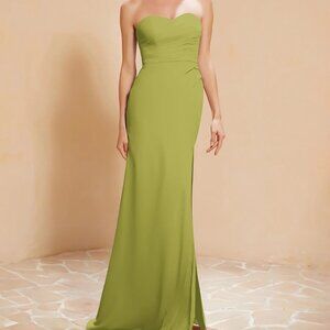 Never worn Babaroni Joleen Sweetheart Sheath Chiffon Dress With Slit in Clover